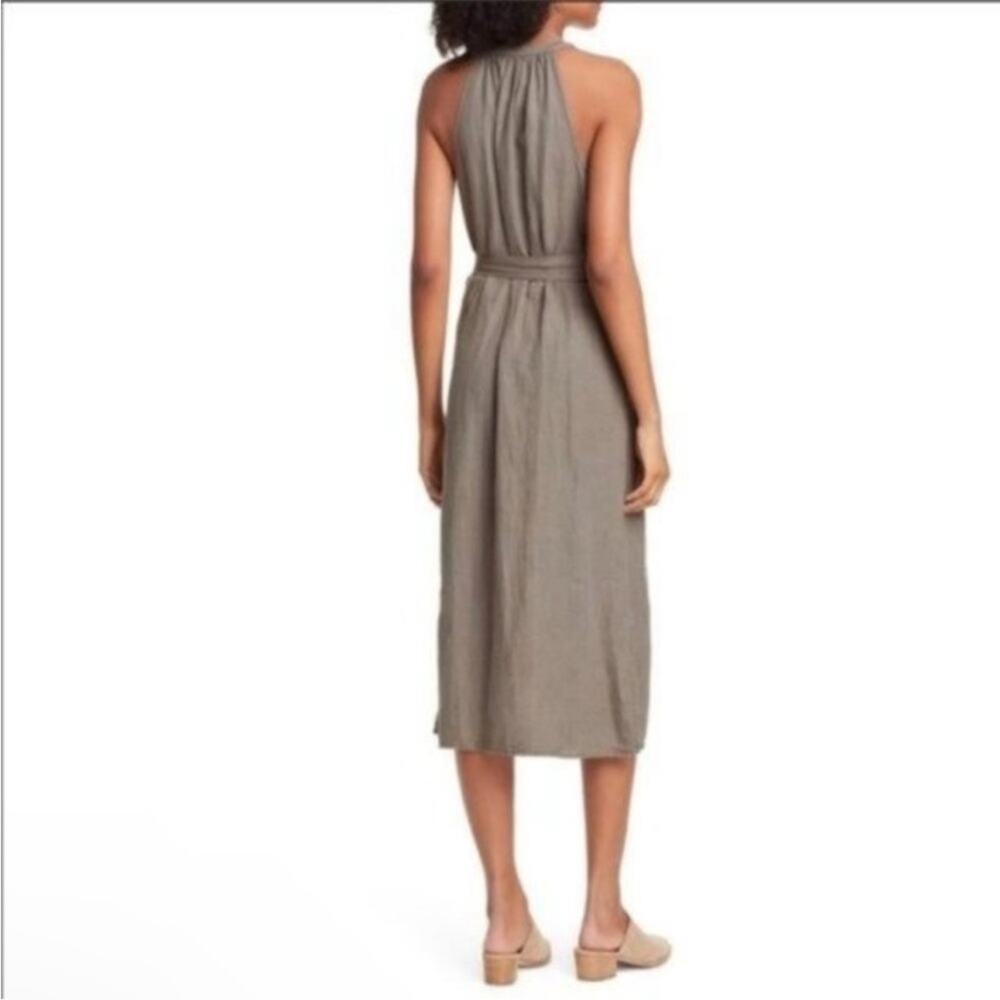 JOIE Edelie Tie Waist Sleeveless Linen Dress - Green - Large Lagenlook - Picture 5 of 15